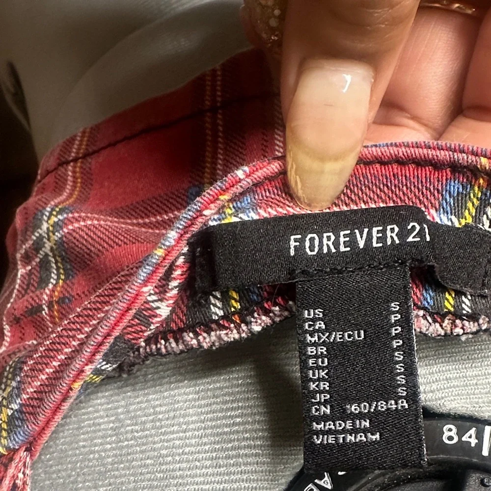 Forever 21 Red Plaid Crop Top with Zipper - Picture 5 of 6